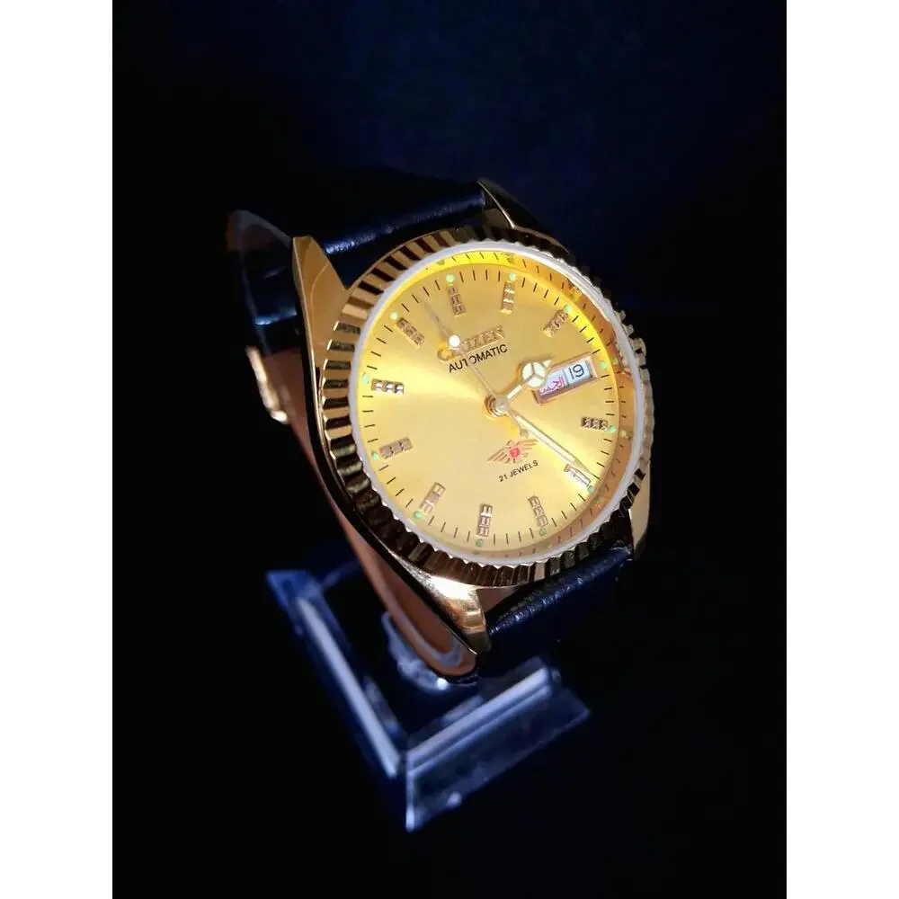 Vintage Men's Automatic Citizen‎ Eagle 7 Leather Watch RARE
